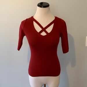 NWT Burgundy Strappy Sweater
